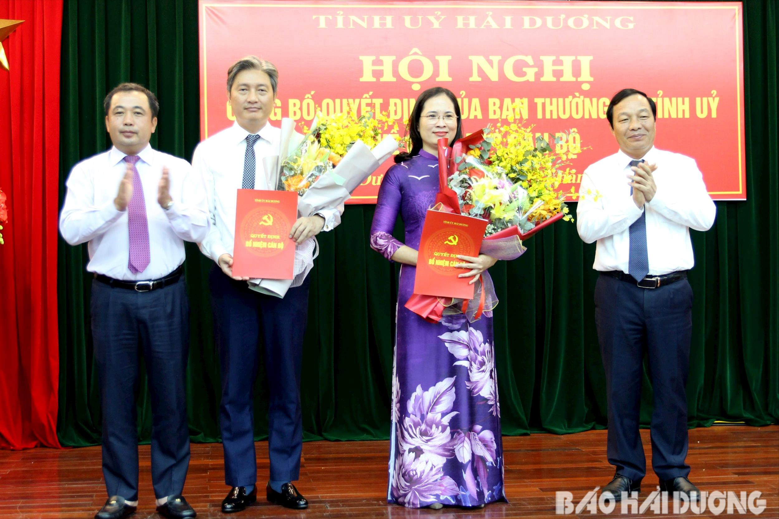 Các đồng chí Nguyễn Thị Thu Huyền, Nguyễn Xuân Mạnh giữ chức Phó Chánh Văn phòng Tỉnh ủy Hải Dương